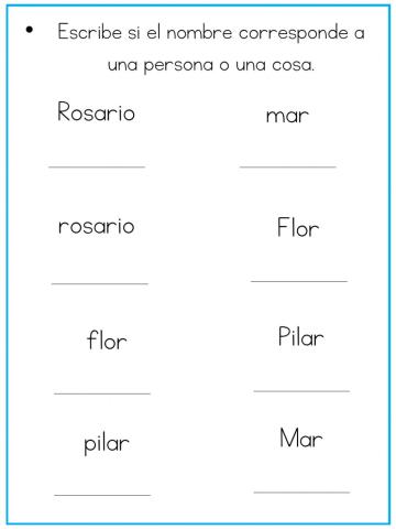 Nombres de personas o cosas