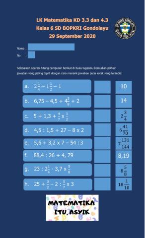 Operasi Hitung Campur Bilangan Pecahan dan Cacah