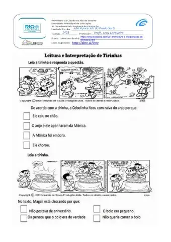 Tirinha- Turma da Mônica