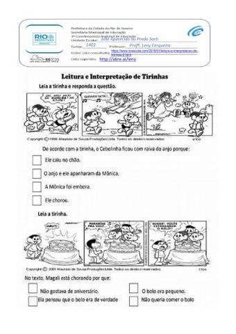 Tirinha- Turma da Mônica