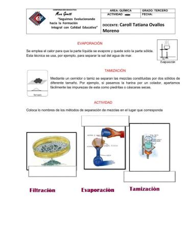 Evaporación y tamizado