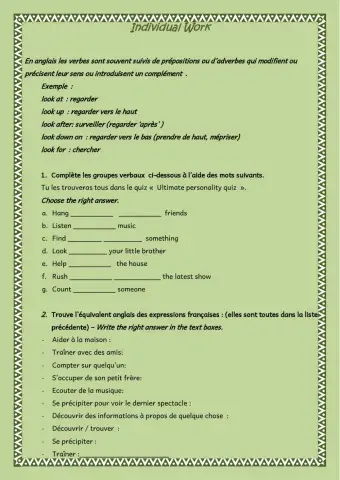 personality quiz - verbes