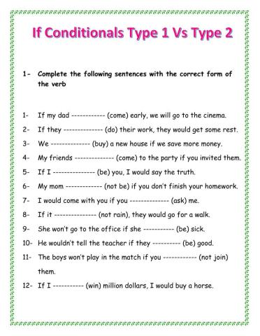 If Conditional Type 1 vs Type 2