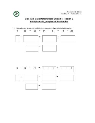 Multiplicación: distributividad