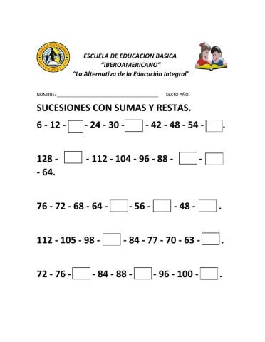 Sucesiones de sumas y restas