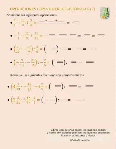 Operaciones con fracciones y enteros