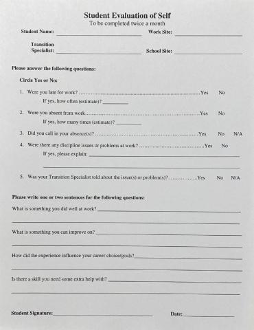 Self - Evaluation Form