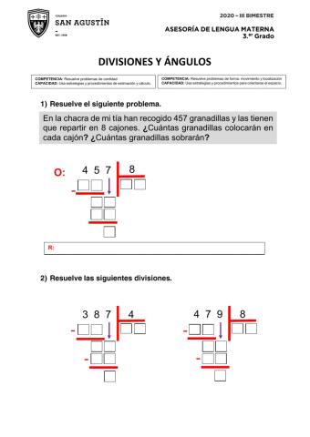 Divisiones y ángulos