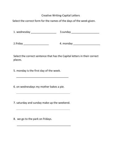 Capitalization-Days of the week