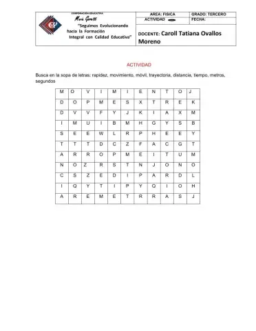 Sopa de letras movimiento