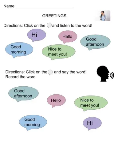 Greetings Listen and Say