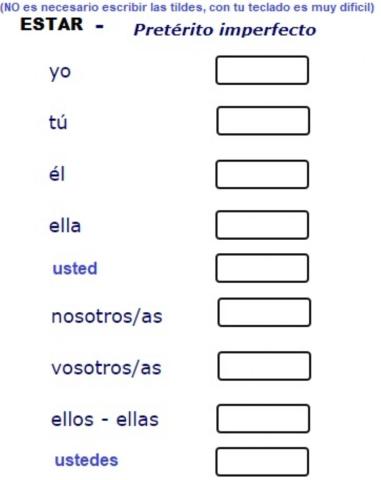 Preterit. imperfecto ESTAR