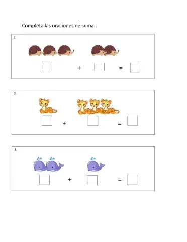Completa la oración de suma.