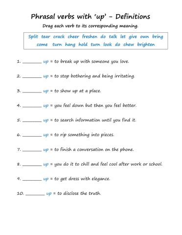 Phrasal verbs with 'up'