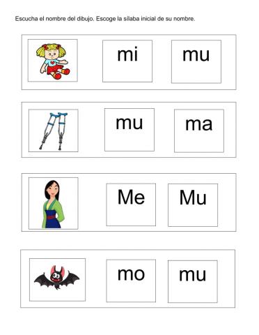 Señala la sílaba mu.