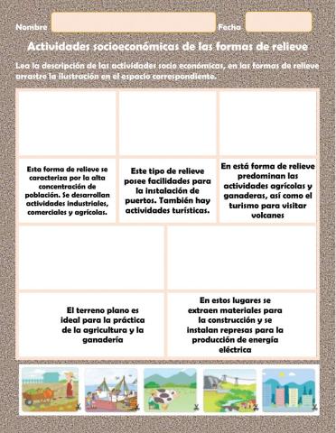 Actividades socio económicas según forma de relieve