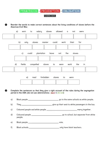 Permission, prohibition, obligation - exercises
