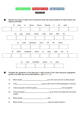 Permission, prohibition, obligation - exercises