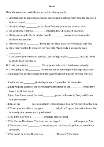 Brazil - vocabulary practice