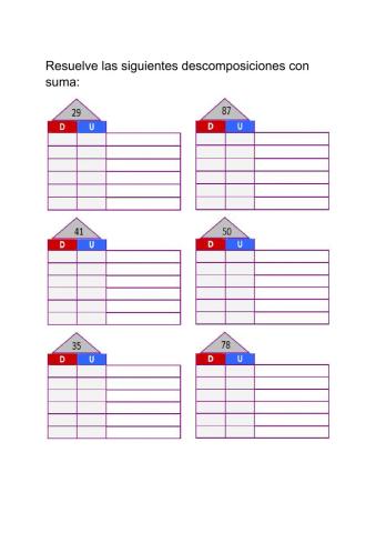 Descomposición numérica hasta Decenas