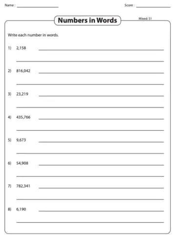 Reading and Writing Numbers