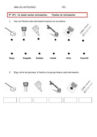 Instrumentos del mundo y sus familias