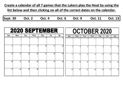 Lakers and Heat Calendar skills