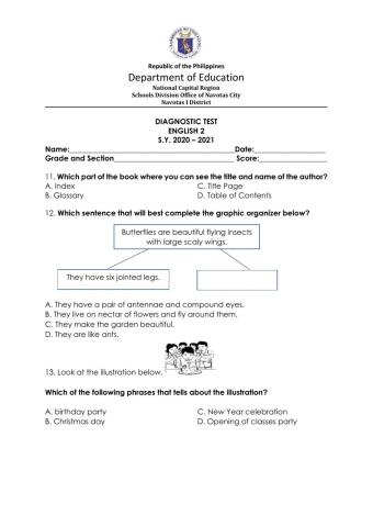 Diagnostic Test in English 2 Part 2