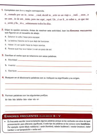 Uso de «b», «v» y «w»