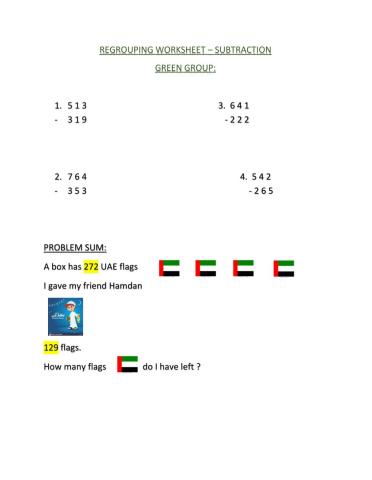 Subtraction - regrouping