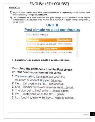 Simple past vs past continuous