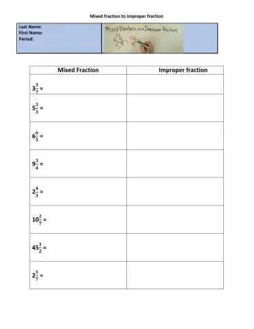 Mixed fraction to improper fraction