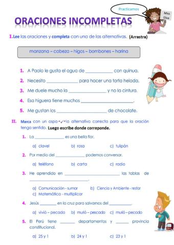 Oraciones Incompletas