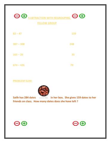 Subtraction - regrouping