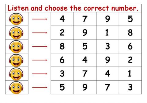3.1 numbers listen and choose activity