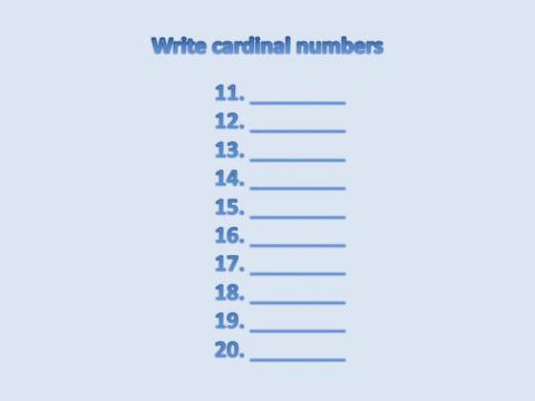 Numbers 11-20 Writing