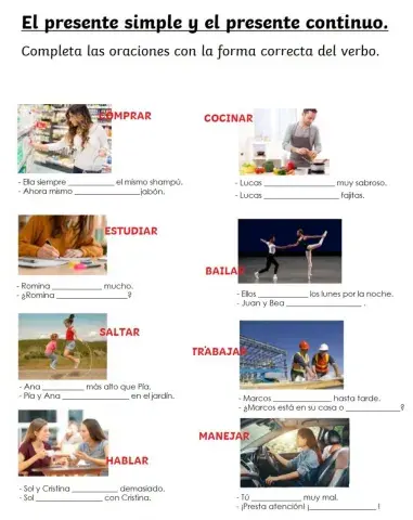 El presente simple y el presente continuo