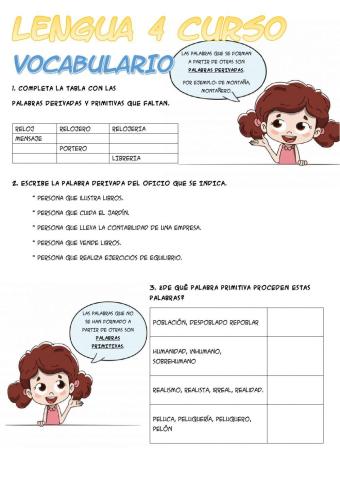 Palabras derivadas y primitivas