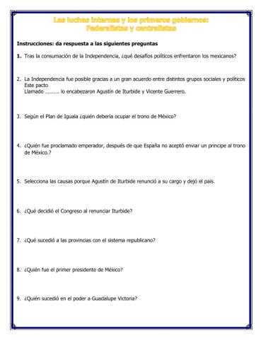Las Luchas Internas y Los Primeros Gobiernos