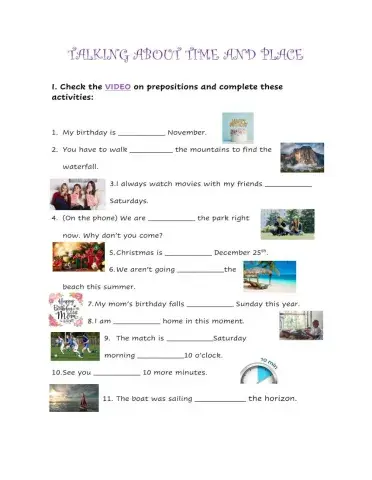 Prepositions of time, place and direction