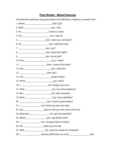 Past Simple - Mixed Exercises