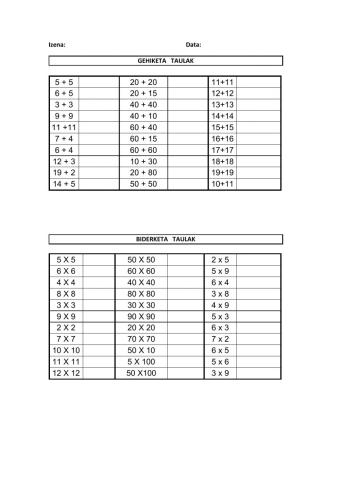 GEHIKETA  ETA BIDERKETA  TAULAK 4. MAILA