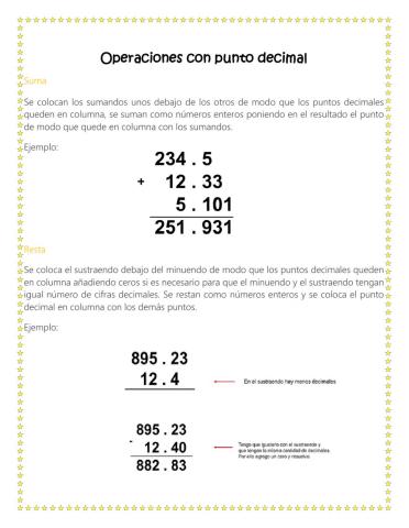 Operaciones con punto decimal