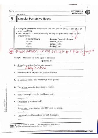 Singular Possessive Nouns