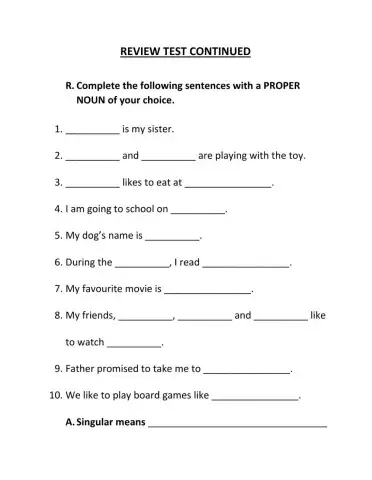 Review Test Continued