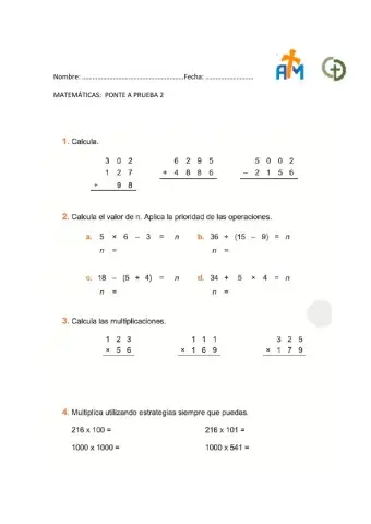 Ponte a prueba 2 matemáticas