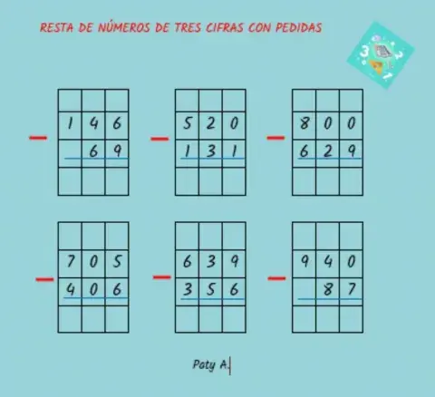 Restas de tres cifras con pedidas