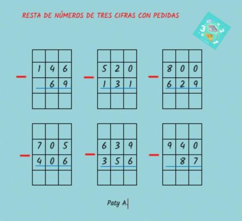 Restas de tres cifras con pedidas