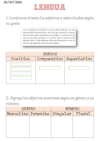 adjetivos y sus grados