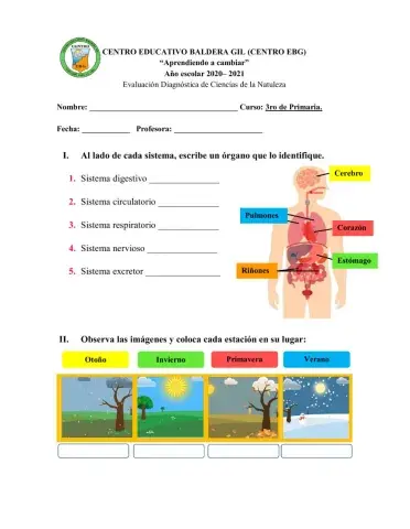Prueba diagnóstica de Naturales